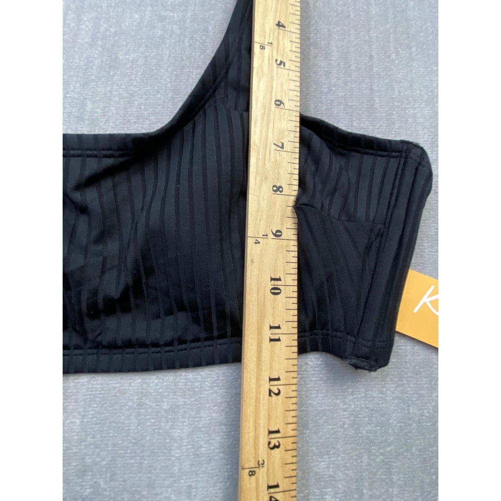 Kona Sol Womens Black Ribbed Bralette Bikini Top D/DD NWT - Picture 3 of 6